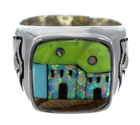 Multicolor Native American Pueblo Design Ring Size 10-1/4 PX42191